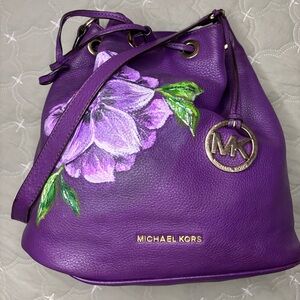 Michael Kors Purple Drawstring Bucket Bag
